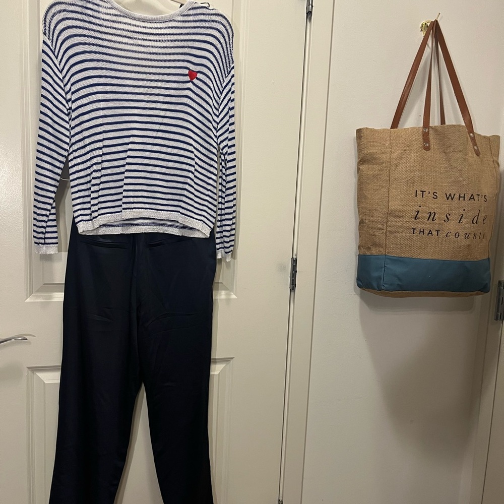 Molly Bracken Navy and White Striped Knit Top